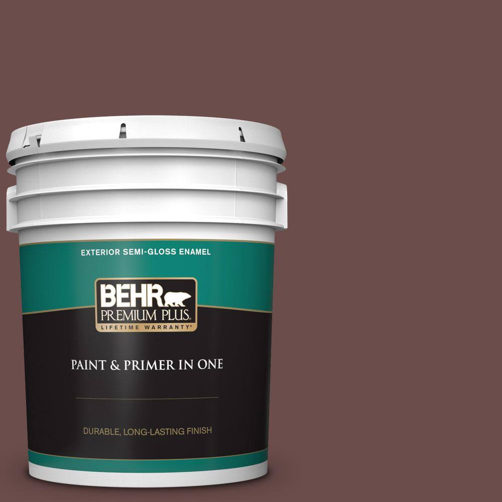 BEHR PREMIUM PLUS 5 gal. N1506 Coffee Beans SemiGloss Enamel