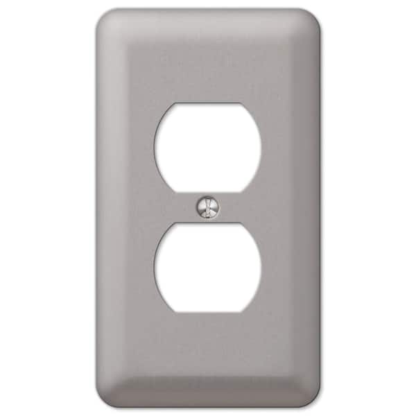 Declan 1-Gang Brushed Nickel Duplex Outlet Stamped Steel Wall Plate