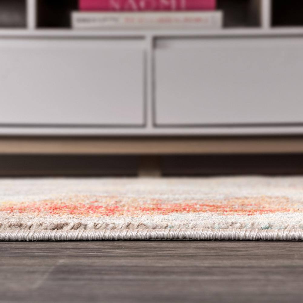 Blue and Orange Abstract Flat Woven Synthetic Area Rug