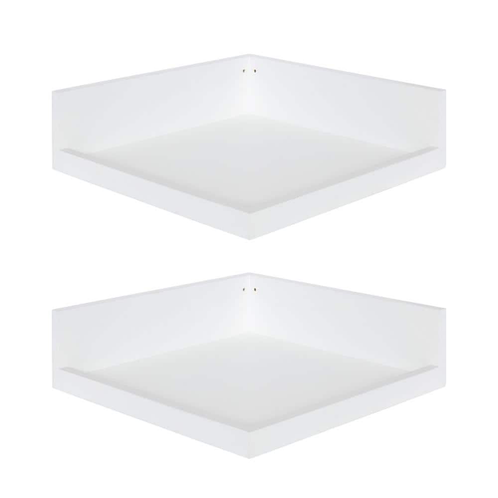 White Wood Floating Corner Wall Shelf Set