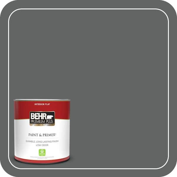 BEHR PREMIUM PLUS 1 qt. #BXC-41 Charcoal Flat Low Odor Interior Paint & Primer