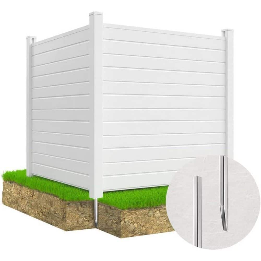 White Vinyl 50" x 50" Privacy Fence Panel Kit for Outdoor Use