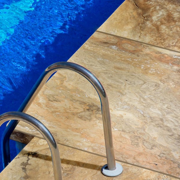 Tuscany Scabas 5 cm x 16 in. x 24 in. Brushed Travertine Pool Coping (10-Piece / 26.7 Sq. ft. / Pallet)