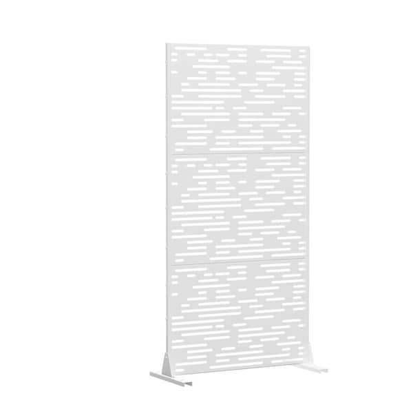 72 in. x 35 in. Outdoor Galvanized Metal Privacy Screen Garden Fence in Shade Pattern in White