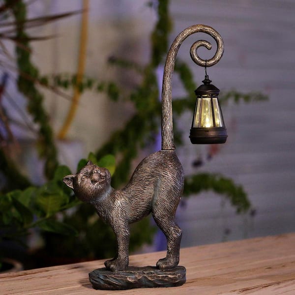 置物 KARE DESIGN Great Boy Outdoor Cat Garden Statues with Solar Lights RT1177 - The Home Depot