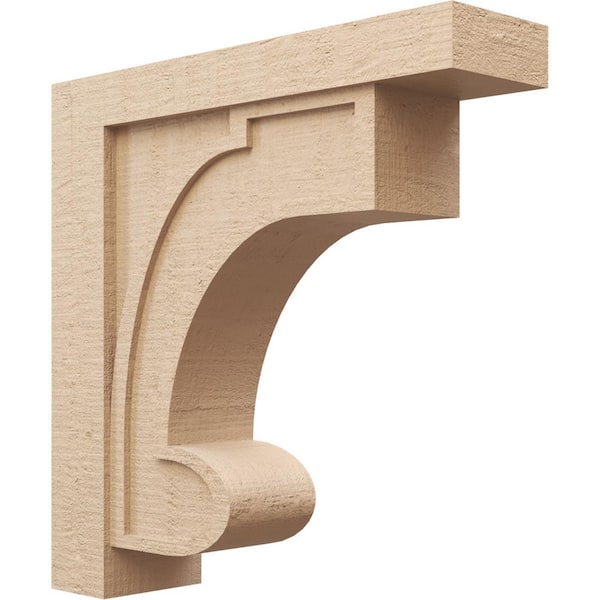Ekena Millwork 8 in. x 32 in. x 32 in. Thin Alma Rough Cedar Woodgrain TimberThane Corbel, Primed Tan