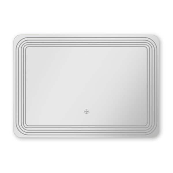 28 in. W x 20 in. H Rectangular Frameless Wall Bathroom Vanity Mirror in White