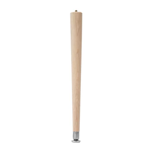 Waddell 16 in. Round Taper Table Leg with Hanger Bolt - 1.5 in. Dia. Tapers to 0.875 in. - Unfinished Hardwood - Self Leveling