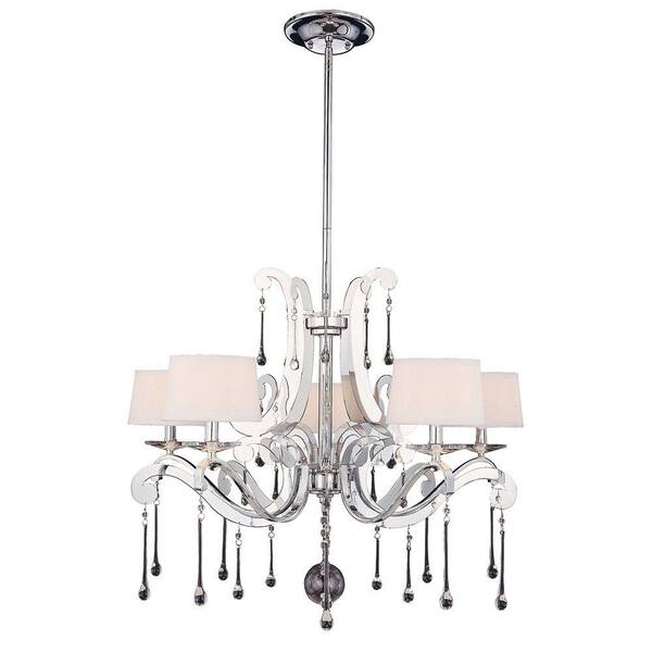 Illumine 5-Light Chandelier Polished Chrome Finish White Shades