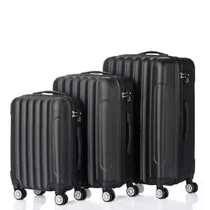 3-Piece Black Multifunctional Traveling Spinner Luggage Set