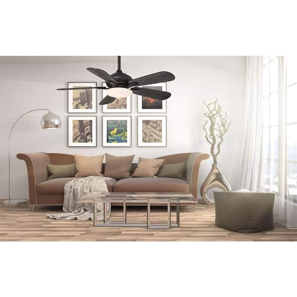 Benson 44 in. Integrated LED Indoor Matte Black Ceiliing Fan with Light and Remote Control