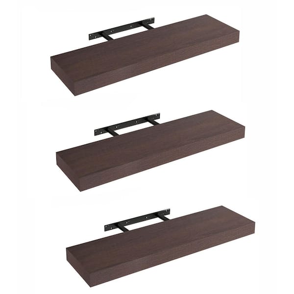 24 in. W x 5.8 in. D Brown Floating Shelves (Set of 3) Decorative Wall Shelf