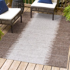 Tavira Modern Stripe Brown/Beige 4 ft. x 6 ft. Indoor/Outdoor Area Rug