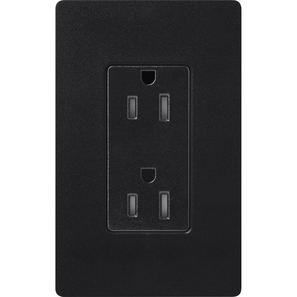 Midnight Black Tamper-Resistant Duplex Receptacle with Wall Plate