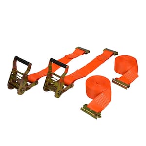 2 in. W x 16 ft. L, 3,000 lbs. Capacity Orange E-Track and X-Track Ratchet Strap – 2 pk