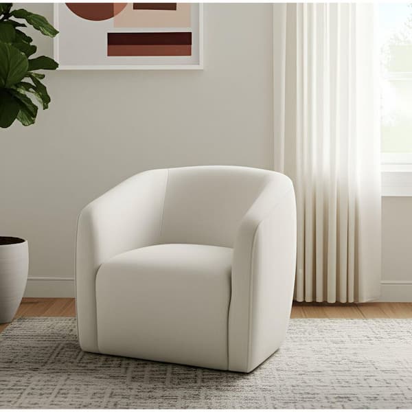 Beige Fabric Metal Barrel Chair