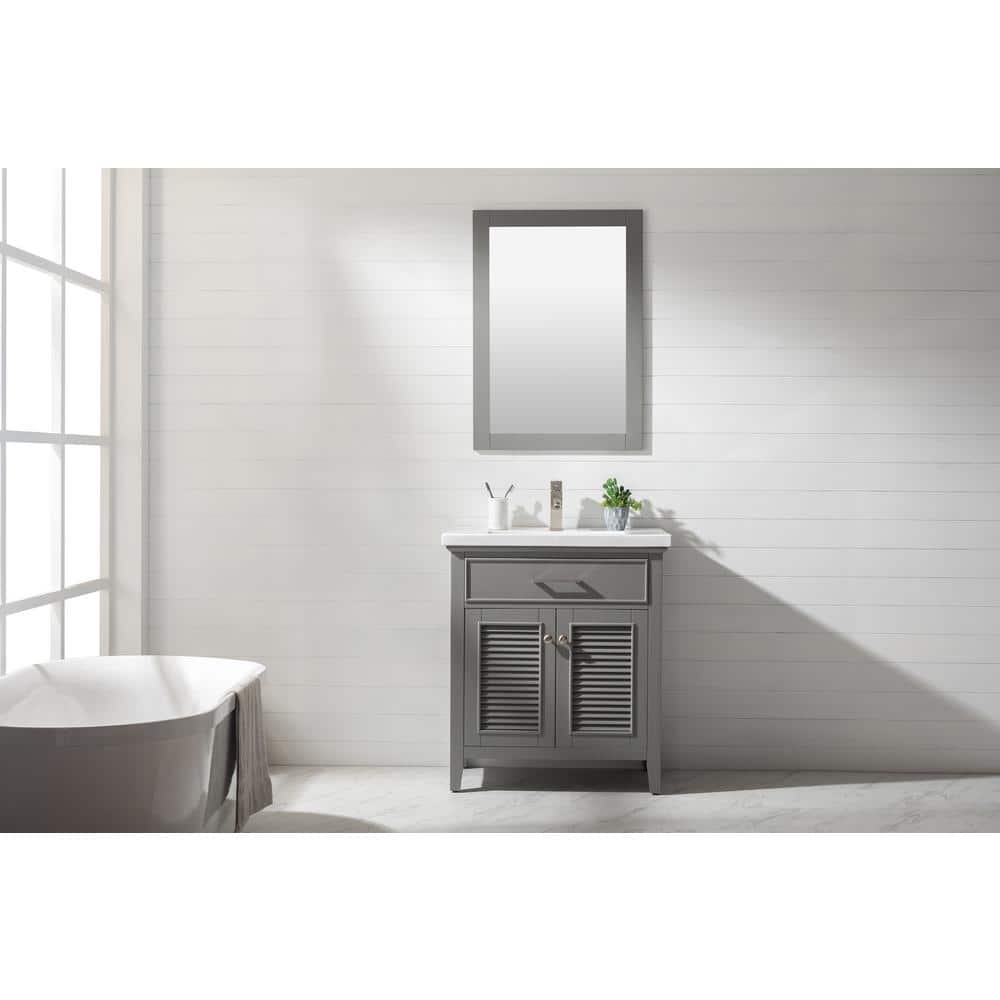 Cameron 30" Gray Wood Single Sink Bathroom Vanity