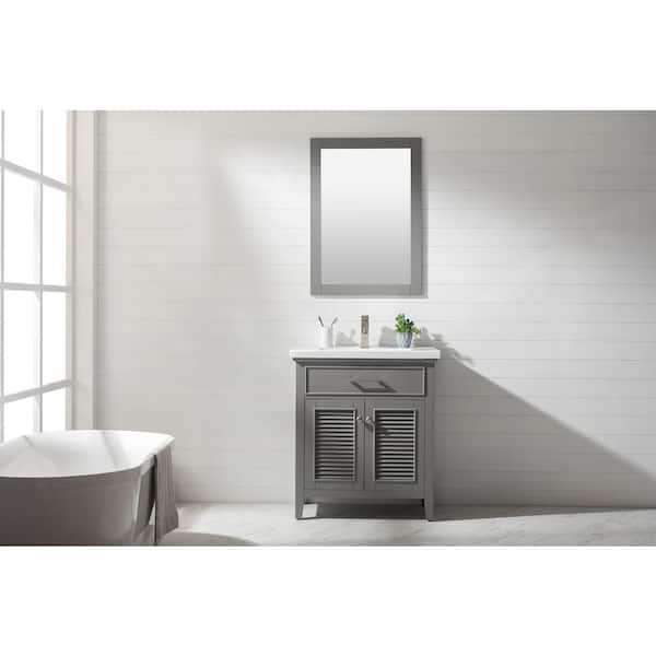 Cameron 30 in. W x 18 in. D Bath Vanity in Gray with Porcelain Vanity Top in White with White Basin