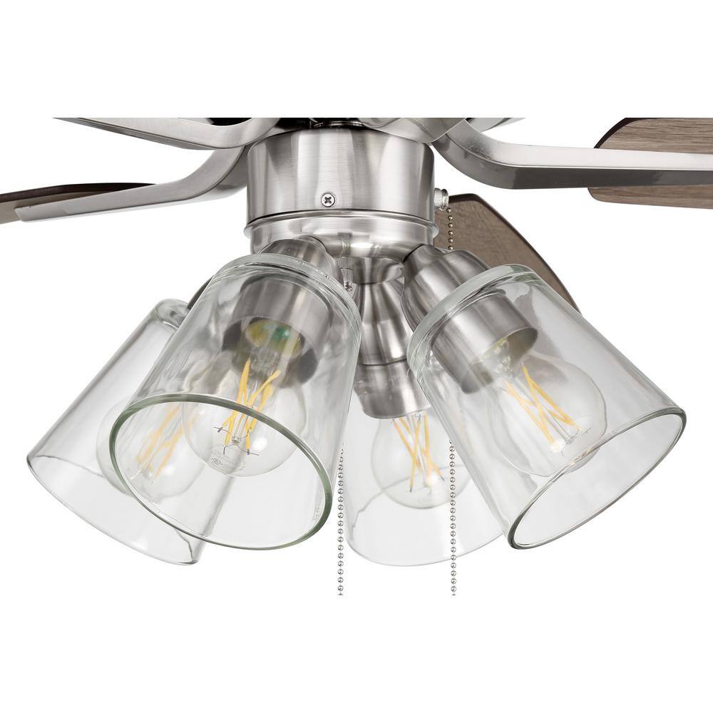 Brushed Nickel 52" Ceiling Fan with LED Lights and Reversible Blades