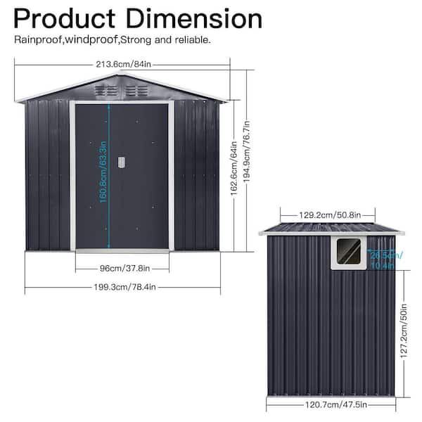 トップス 24AW main story Tank / Dark Shadow / 2Y Kadehome 6 ft. W x 4 ft. D Black Outdoor Metal Storage Shed