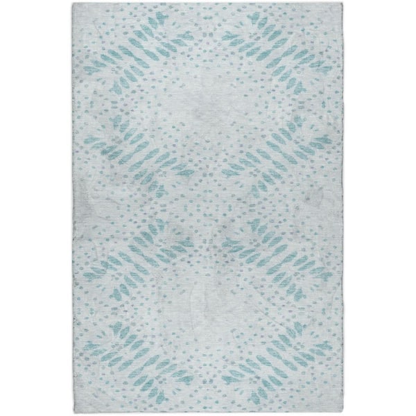 Dream Shag Premium Machine Washable Abstract ADS778 Teal 5 ft. x 7 ft. 6 in. Area Rug
