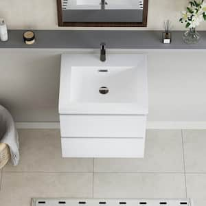 Modern Design 19.69 in. W x 29.53 in. D x 22.44 in. H Floating Bath Vanity in White with Glossy White Premium Resin Top