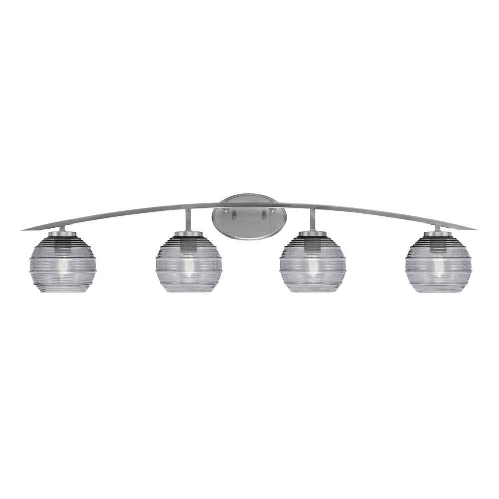 Siena 40 in. 4-Light Graphite Vanity-Light Graphite with 6 in. Smoke Ribbed