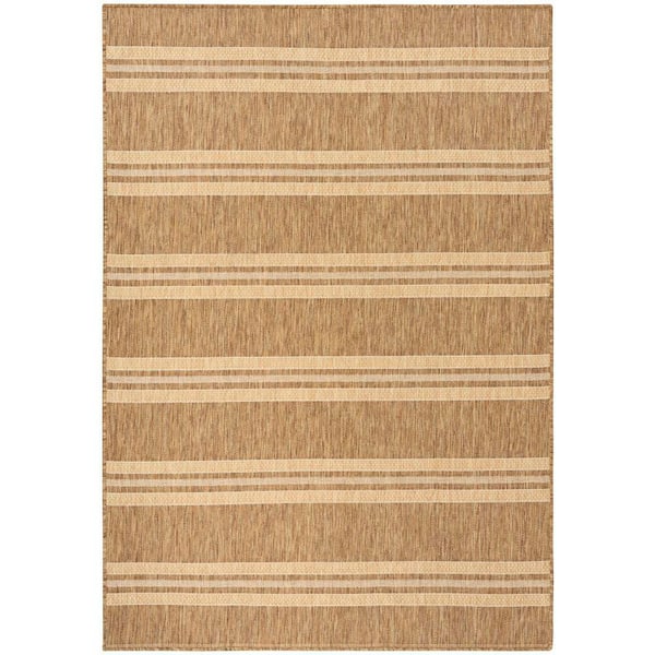 Horizon Indoor/Outdoor Natural 4 ft. x 6 ft. Stripes Contemporary Area Rug