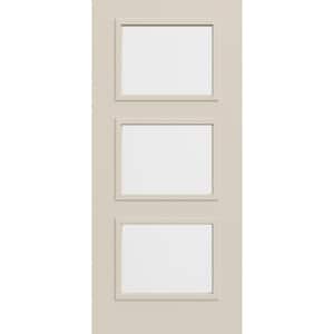 36 in. x 80 in. 3 Lite Equal Right-Hand/Inswing Clear Glass Primed Steel Front Door Slab