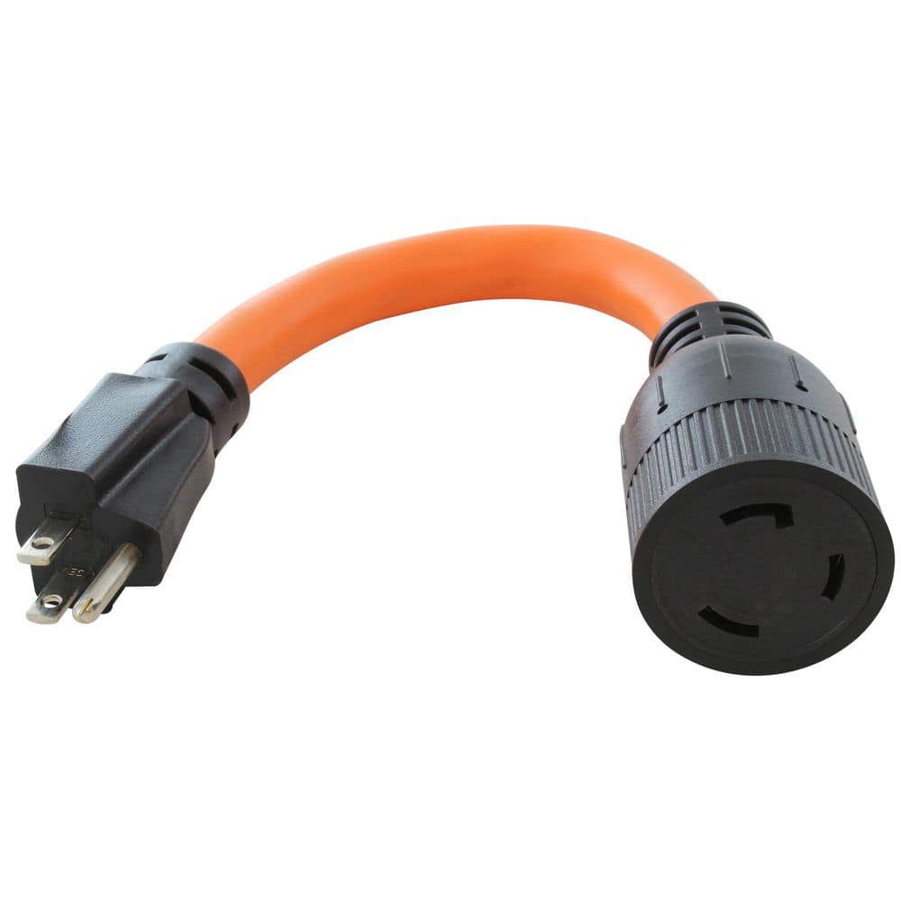 NEMA 5-15P Household Plug to NEMA L5-30R 30A Adapter 1 ft. 10 / 3 STW Indoor/Outdoor Cord in Orange price history on PriceWatchPro