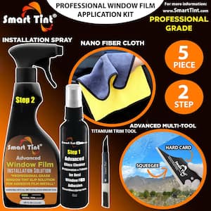 Window Film Install Kit with Glass Prep, Install Solution, Nano-Fiber Cloth, Titanium Trim Tool, Squeegee Tool (5-Piece)