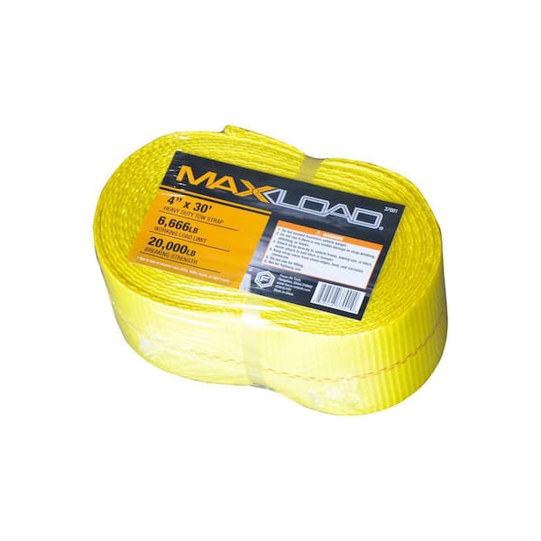 Max Load 4 in. x 30 ft. x 20,000 lbs. Vehicle Recovery Tow Strap