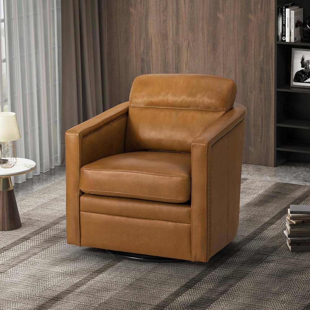 ARTFUL LIVING DESIGN Elvira Camel Leather Arm Chair (Set of 1