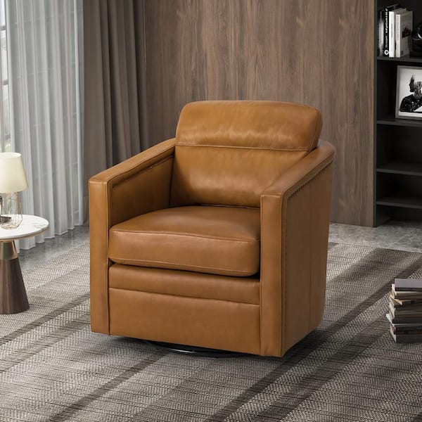 ARTFUL LIVING DESIGN Elvira Camel Leather Arm Chair (Set of 1)