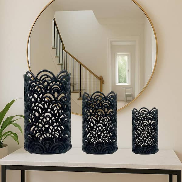 castellousa Black Aluminum Hurricane (Set of 3) Large to Small