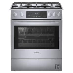 800 Series 30 in. 5 Burner Slide-In Gas Range in Stainless Steel with 4.8 cu. Ft. True Convection and Self-Cleaning Oven