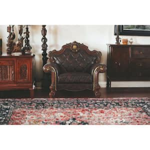 Chocolate Armchair Set of 1 with Nail head Trim and Removable and Tufted Cushions