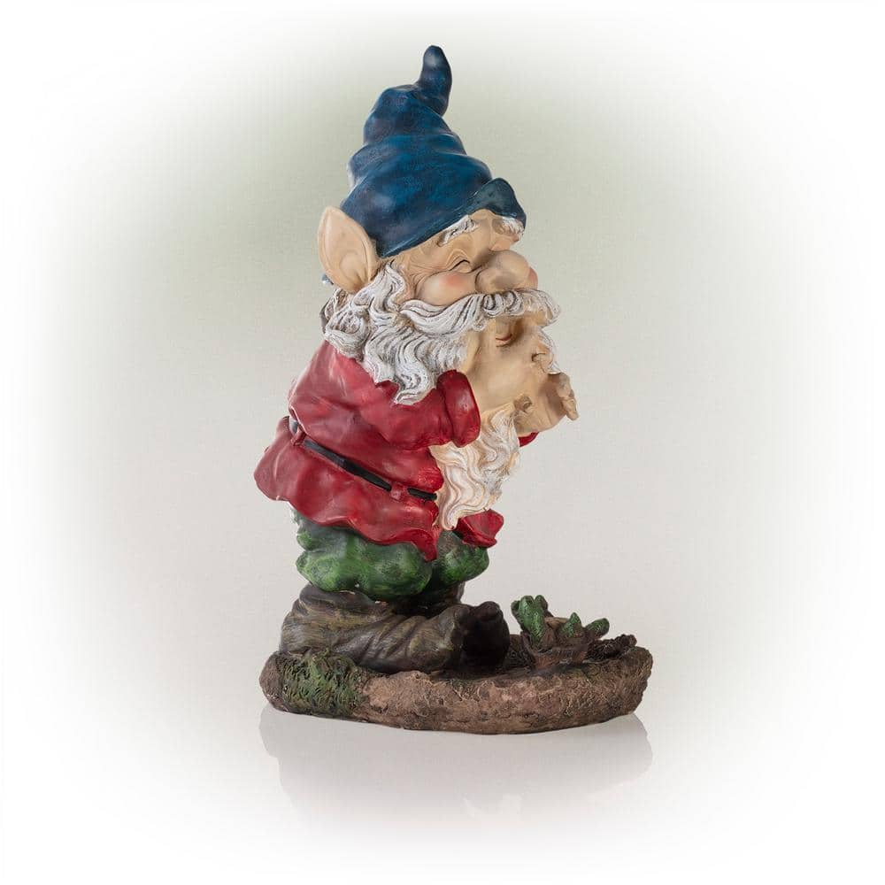 15" Multicolor Polyresin Smiling Garden Gnome Statue
