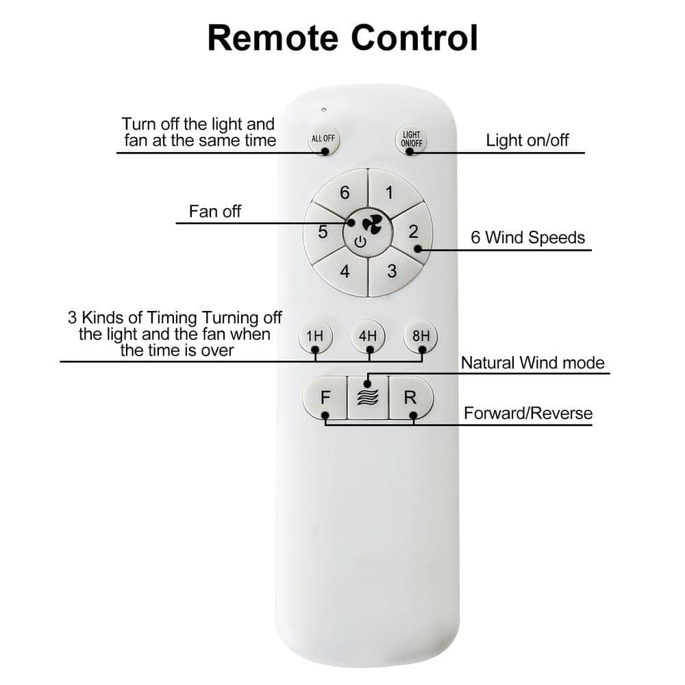 23" White and Beige ABS Blade Ceiling Fan with LED Light and Remote