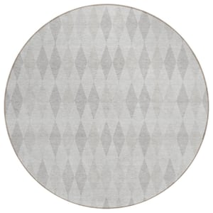 Chantille ACN561 Ivory 8 ft. x 8 ft. Round Machine Washable Indoor/Outdoor Geometric Area Rug