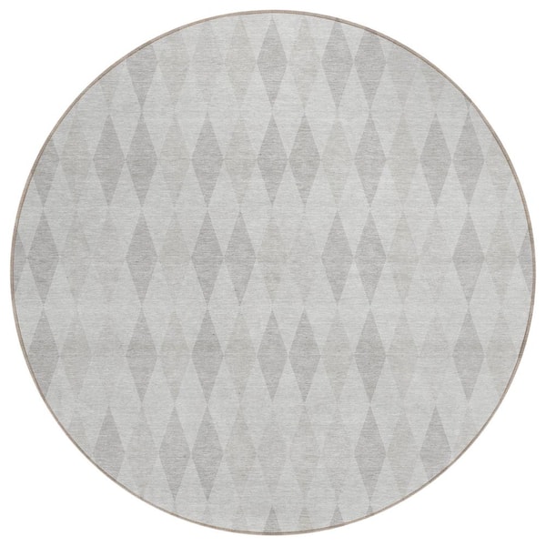 Addison Rugs Chantille ACN561 Ivory 8 ft. x 8 ft. Round Machine Washable Indoor/Outdoor Geometric Area Rug