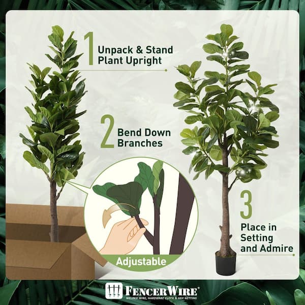 Fencer Wire 6 ft. Green Artificial Fiddle Leaf Fig Tree, Potted 