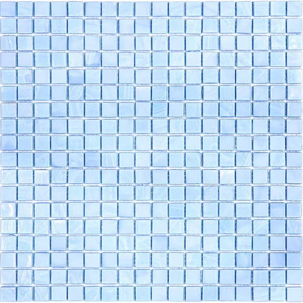 Apollo Tile Skosh 4" x 6" Glossy Columbia Blue Glass Mosaic Uniform square Wall and Floor Sample Tile 0.13 sq. ft./Piece (1-Pack)