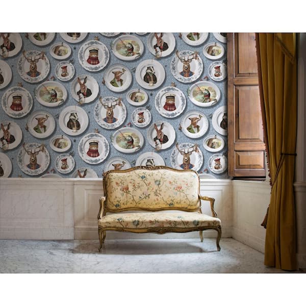 Tales of the Manor Blue Non-Pasted Wallpaper (Covers 56 sq. ft.)