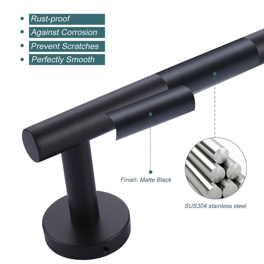 16'' Matte Black Stainless Steel Wall Mounted Towel Bar