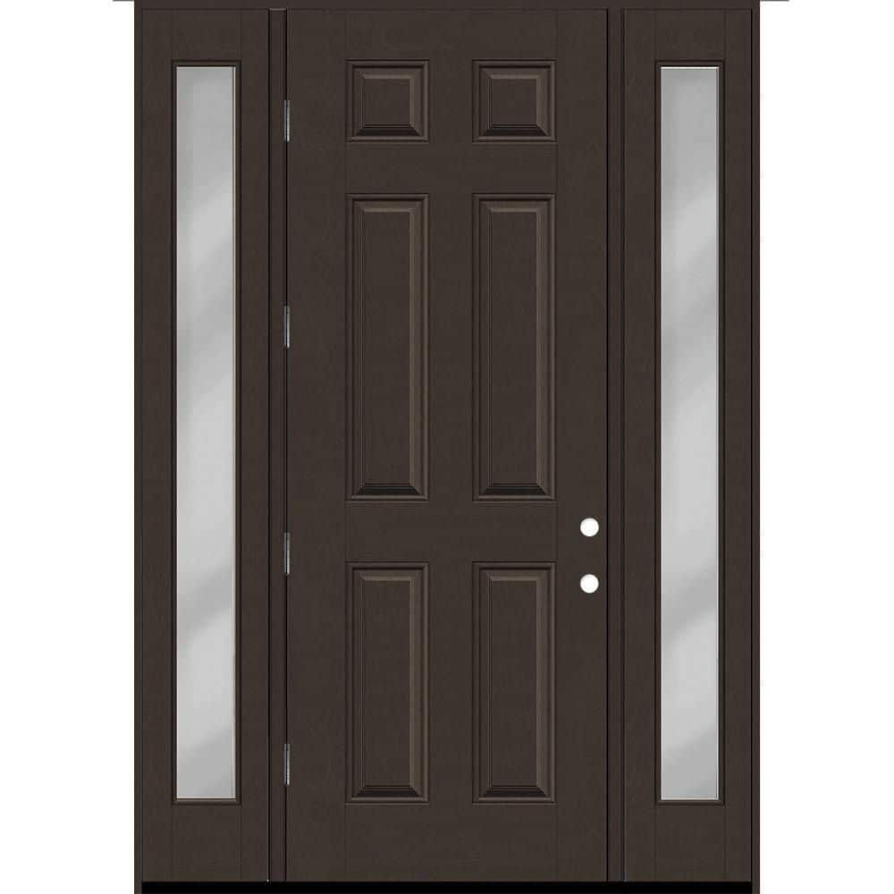 Regency 64 in. x 96 in. 6 Panel RHOS Hickory Stain Mahogany Fiberglass Prehung Front Door w/Clear12in. SLs 4-9/16 price history on PriceWatchPro