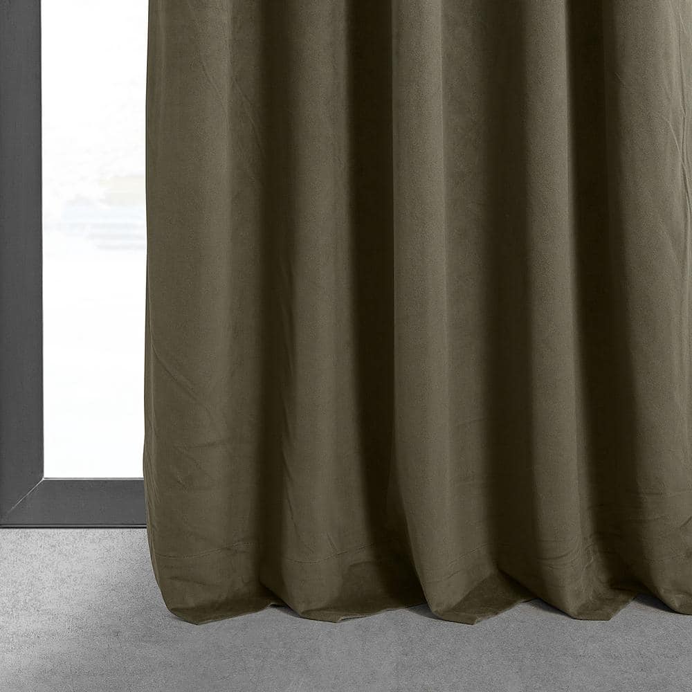 Denver Taupe 96" Blackout Velvet Curtain Panel