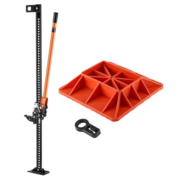 Farm Jack with Base, 60 in. High Lift, 3.18 Ton (7,000 lbs. ) Capacity, Ratcheting Off-Road Utility Jack, 5.12-54.33 in.