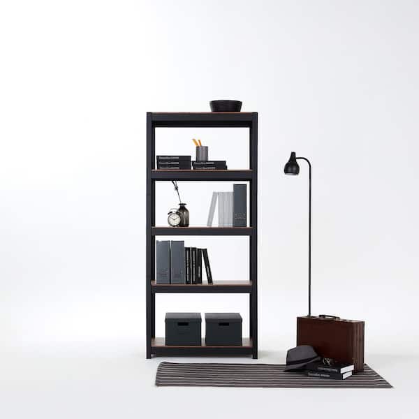 Black Wood 4 Shelf Standard Bookcase, Black Bookcase With Adjustable Shelves