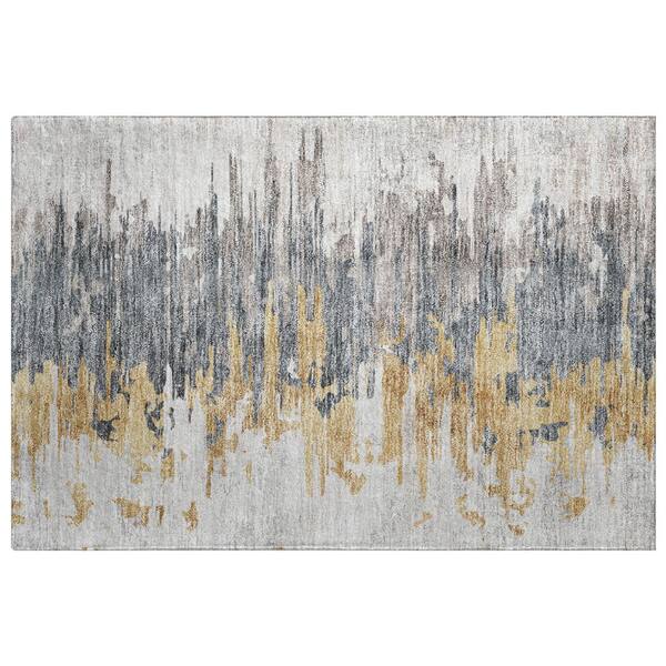 Dream Shag Premium Machine Washable Abstract ADS704 Ivory 3 ft. x 4 ft. Area Rug